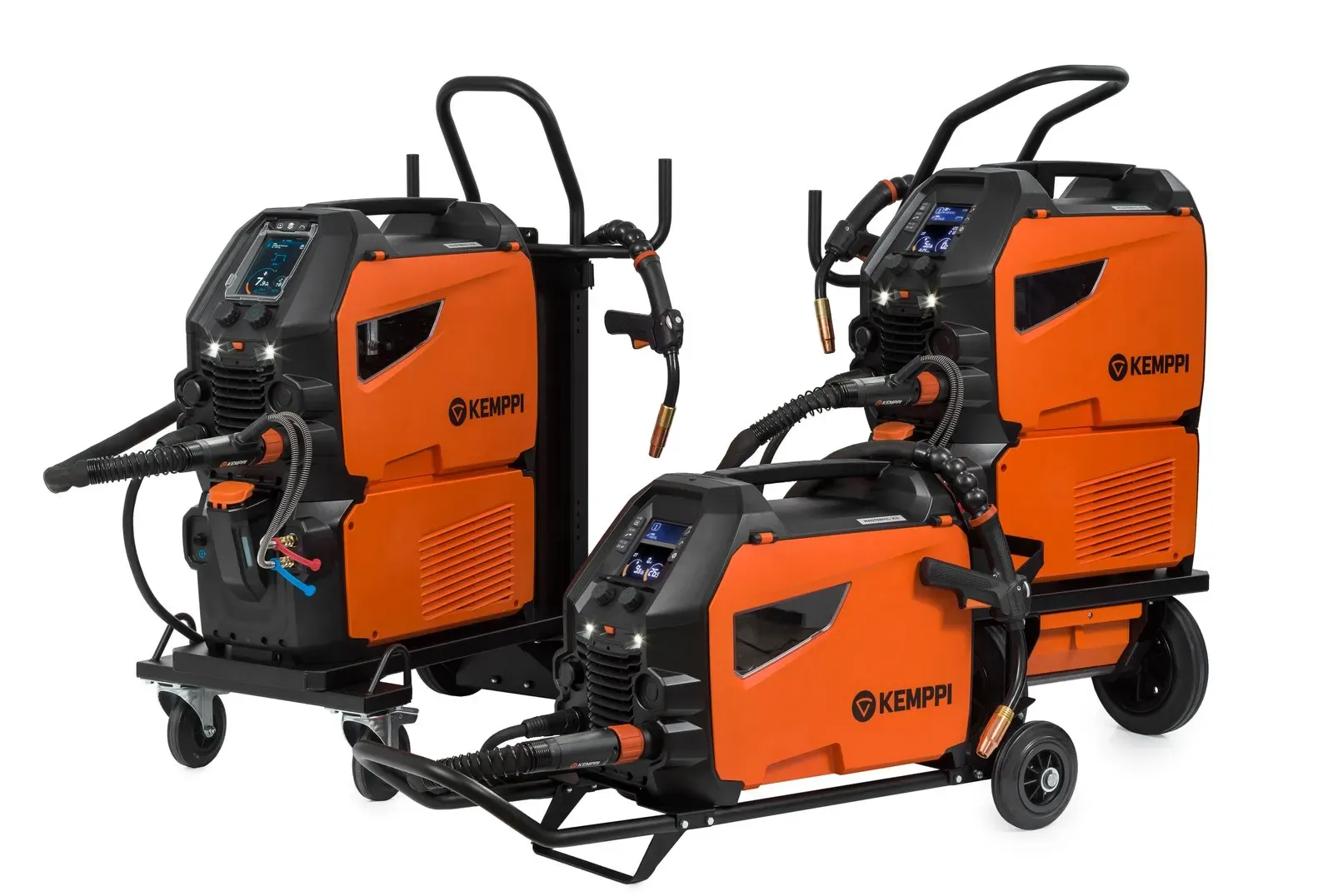 Three Master M machines of different sizes on a white background