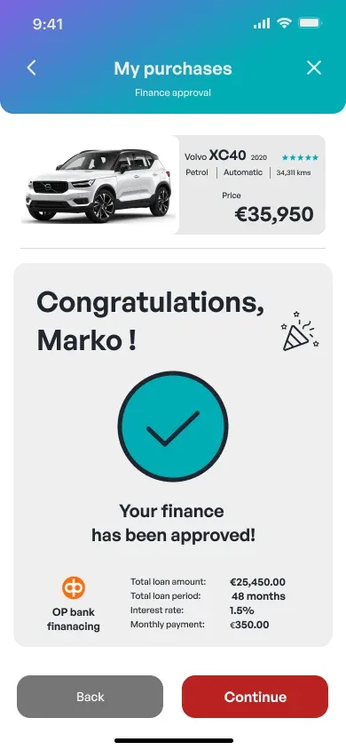 Congratulations, your finance has been approved