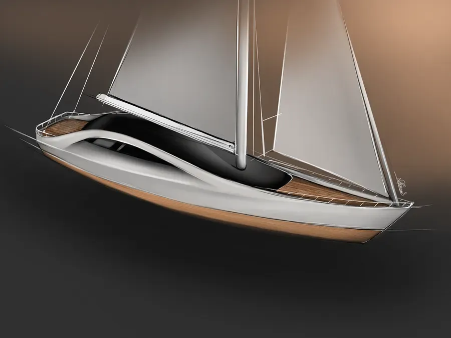 Digital rendering of a sailing yacht