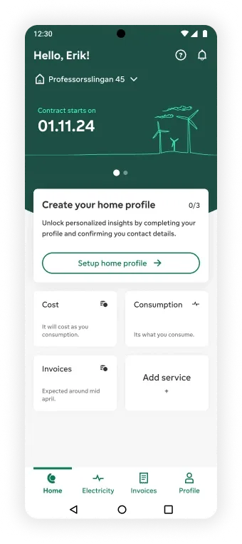 Bird's Eye View: New user screen