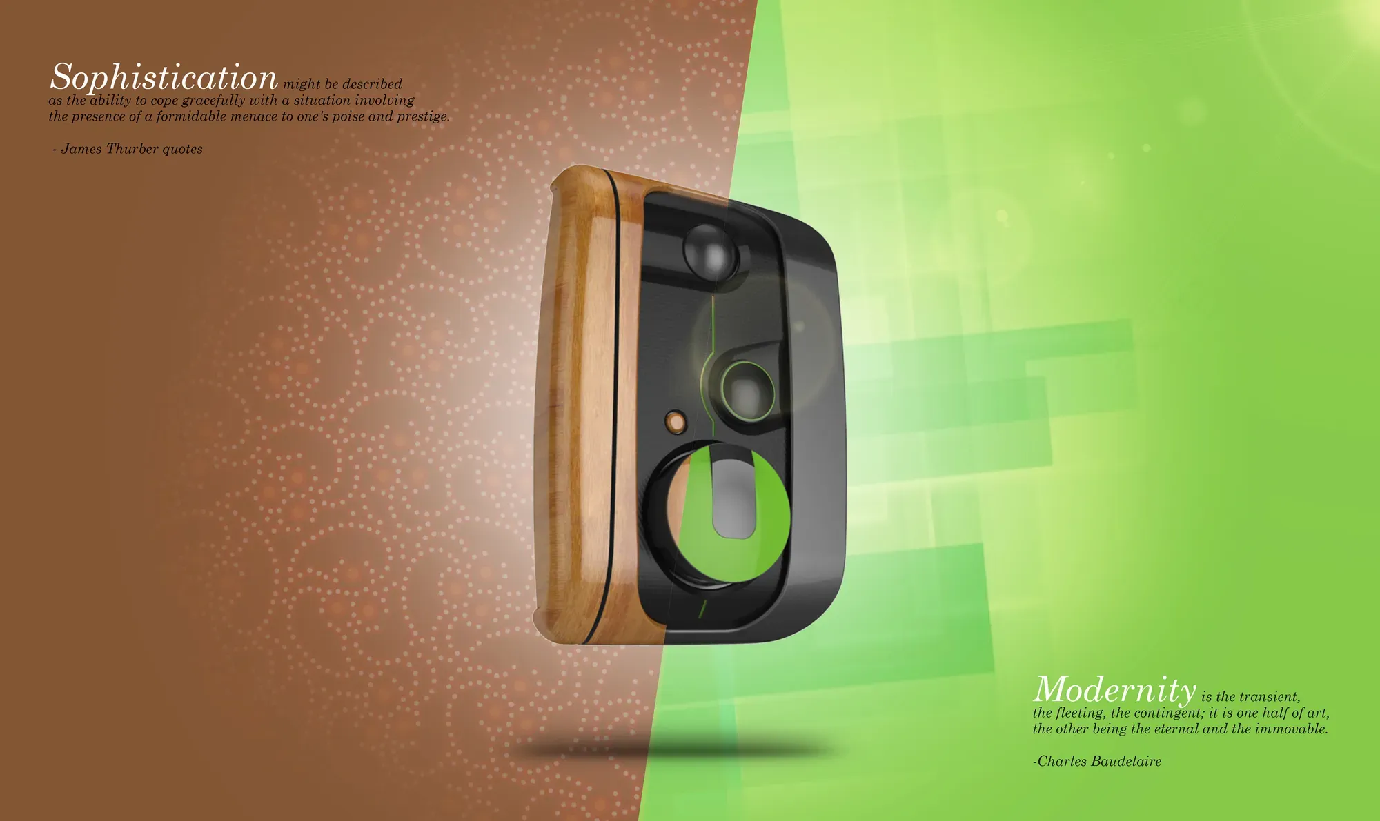 A render of the lock in brown wood and green
