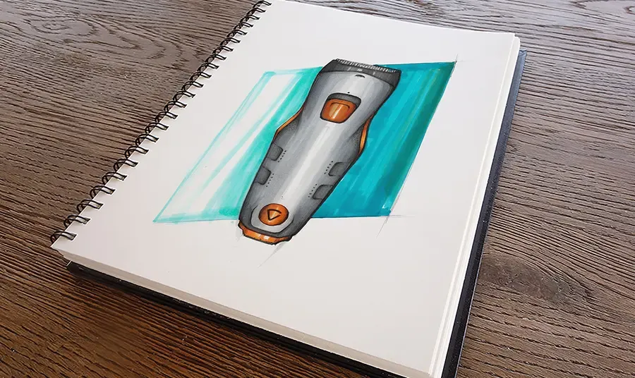 Marker sketch of a handheld grey device