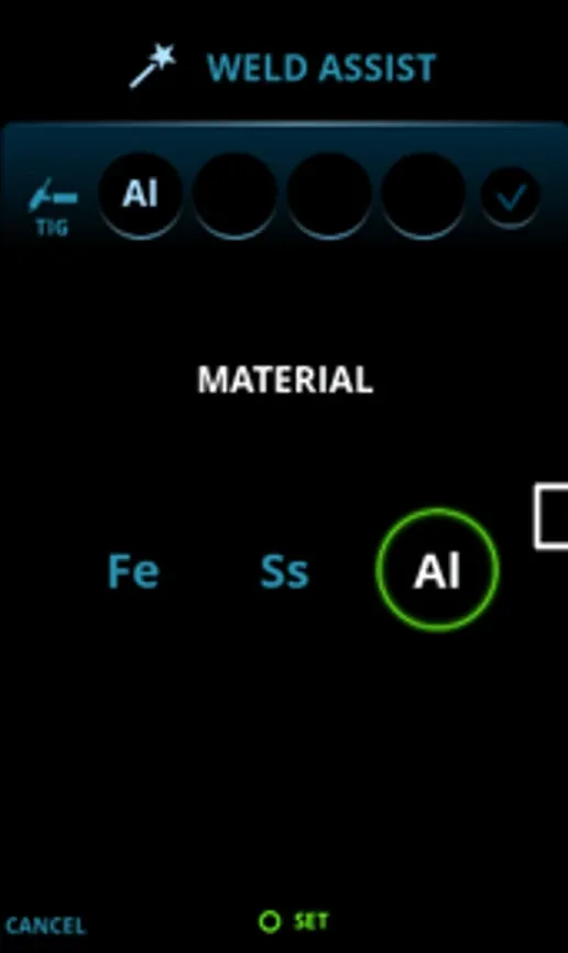 The Weld Assist material screen with Fe, Ss and Al